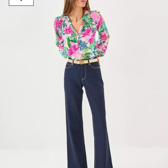 Lilly Pulitzer 100% Silk Pink Print Long Sleeve Blouse - Picture 10 of 12